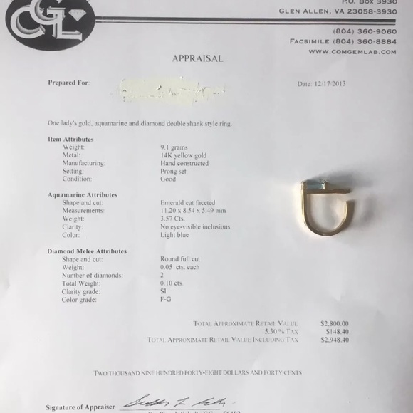 Lady gold aquamarine diamond Betty Cook - Picture 7 of 7